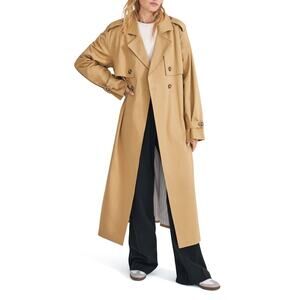 Favorite Daughter 'The Charles' Tan Tie Waist Double Breasted Trench Coat Size